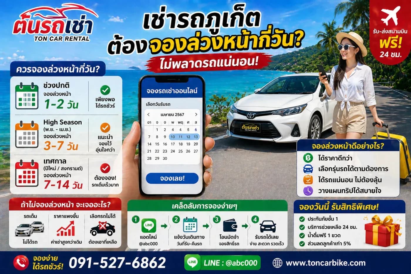 📅 เช่ารถภูเก็ต ต้องจองล่วงหน้ากี่วัน? (ไม่พลาดรถแน่นอน)