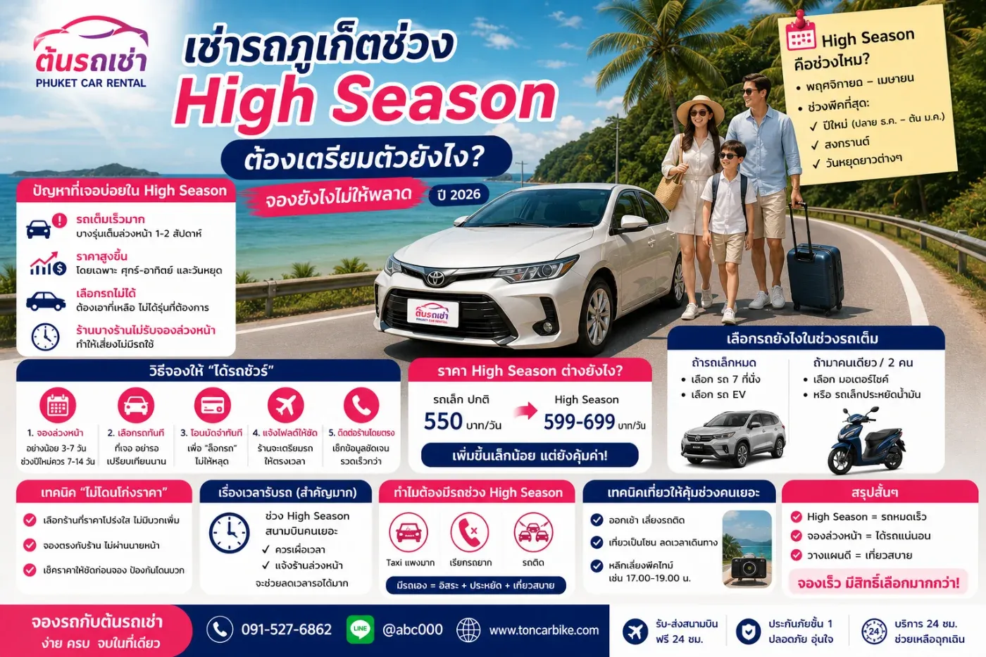 📅 เช่ารถภูเก็ตช่วง High Season ต้องเตรียมตัวยังไง? จองยังไงไม่ให้พลาด ปี 2026