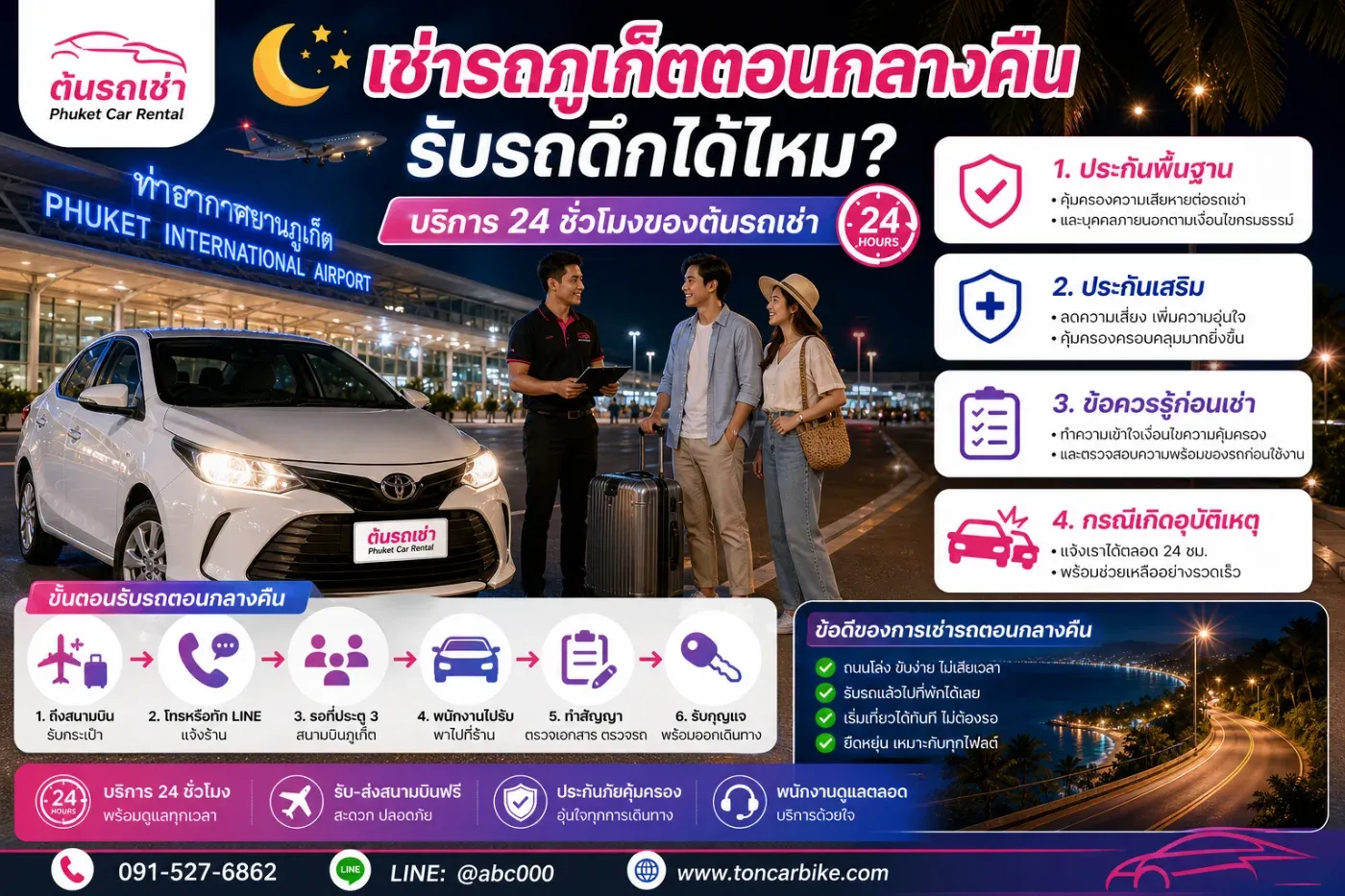 รถเช่าภูเก็ต บริการ เช้า เที่ยง ดึก